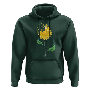 Sarcoma Awareness Hoodie Yellow Ribbon Flower TS11 Dark Forest Green Print Your Wear
