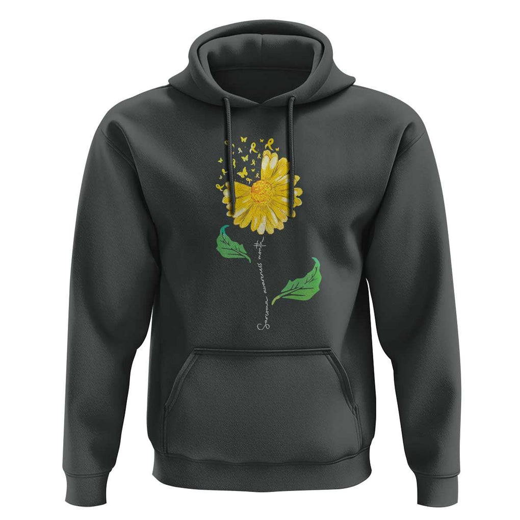 Sarcoma Awareness Hoodie Yellow Ribbon Flower TS11 Dark Heather Print Your Wear