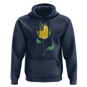 Sarcoma Awareness Hoodie Yellow Ribbon Flower TS11 Navy Print Your Wear