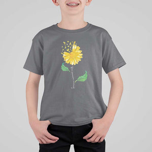 Sarcoma Awareness T Shirt For Kid Yellow Ribbon Flower TS11 Charcoal Print Your Wear