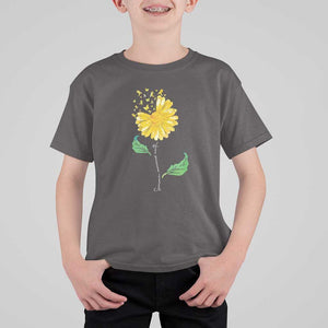 Sarcoma Awareness T Shirt For Kid Yellow Ribbon Flower TS11 Dark Chocolate Print Your Wear