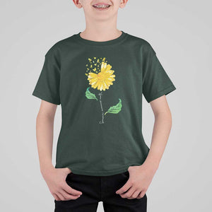 Sarcoma Awareness T Shirt For Kid Yellow Ribbon Flower TS11 Dark Forest Green Print Your Wear