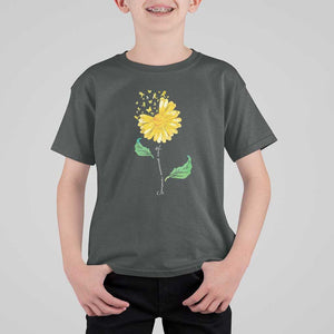 Sarcoma Awareness T Shirt For Kid Yellow Ribbon Flower TS11 Dark Heather Print Your Wear