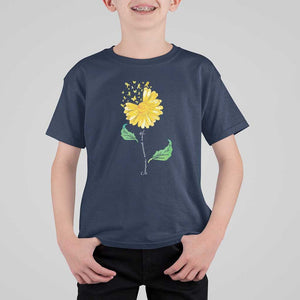 Sarcoma Awareness T Shirt For Kid Yellow Ribbon Flower TS11 Navy Print Your Wear