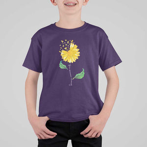 Sarcoma Awareness T Shirt For Kid Yellow Ribbon Flower TS11 Purple Print Your Wear