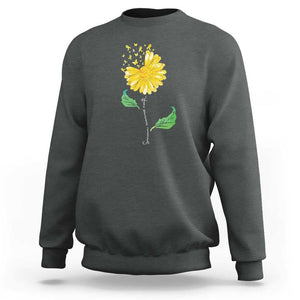 Sarcoma Awareness Sweatshirt Yellow Ribbon Flower TS11 Dark Heather Print Your Wear