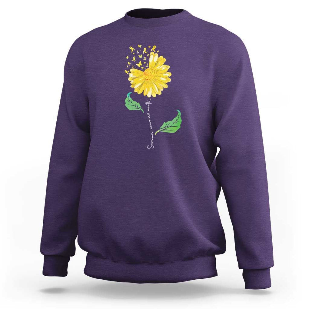 Sarcoma Awareness Sweatshirt Yellow Ribbon Flower TS11 Purple Print Your Wear