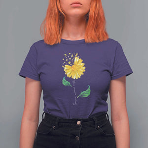 Sarcoma Awareness T Shirt For Women Yellow Ribbon Flower TS11 Purple Print Your Wear