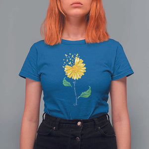 Sarcoma Awareness T Shirt For Women Yellow Ribbon Flower TS11 Royal Blue Print Your Wear