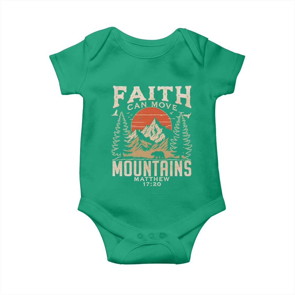 Faith Can Move Mountains Baby Onesie Religious Christian Camping TS11 Irish Green Print Your Wear