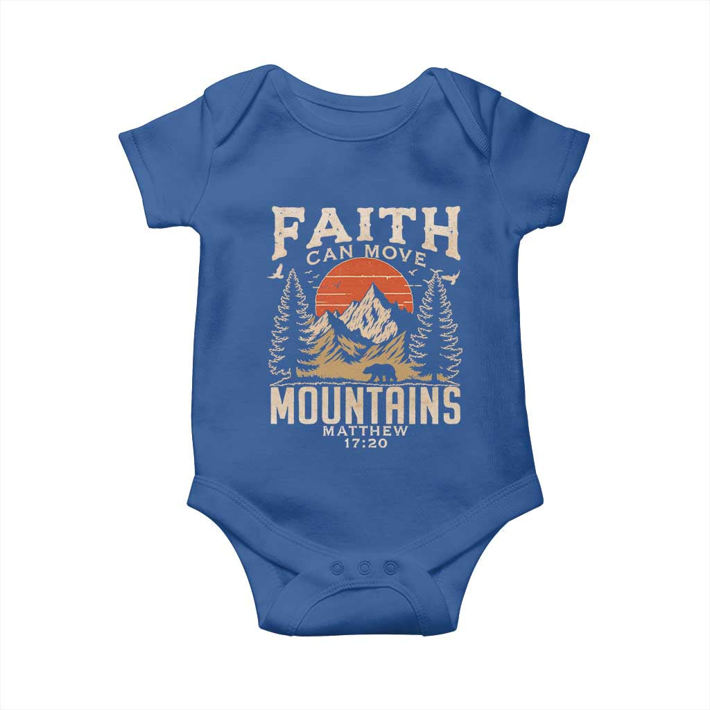 Faith Can Move Mountains Baby Onesie Religious Christian Camping TS11 Royal Blue Print Your Wear