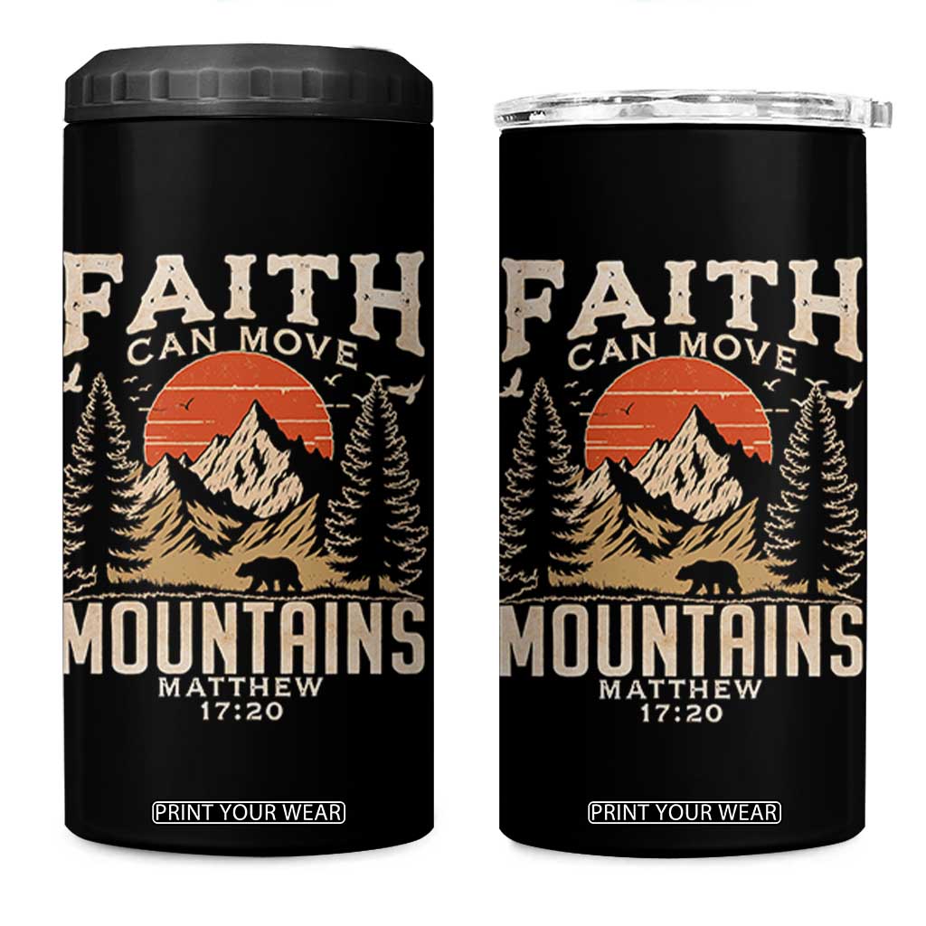 Faith Can Move Mountains 4 in 1 Can Cooler Tumbler Religious Christian Camping TS11 One Size: 16 oz Black Print Your Wear