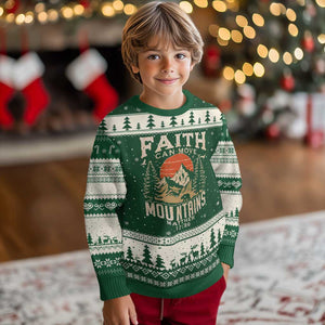 Faith Can Move Mountains Ugly Christmas Sweater Religious Christian Camping TS11 Forest Green Beige Print Your Wear