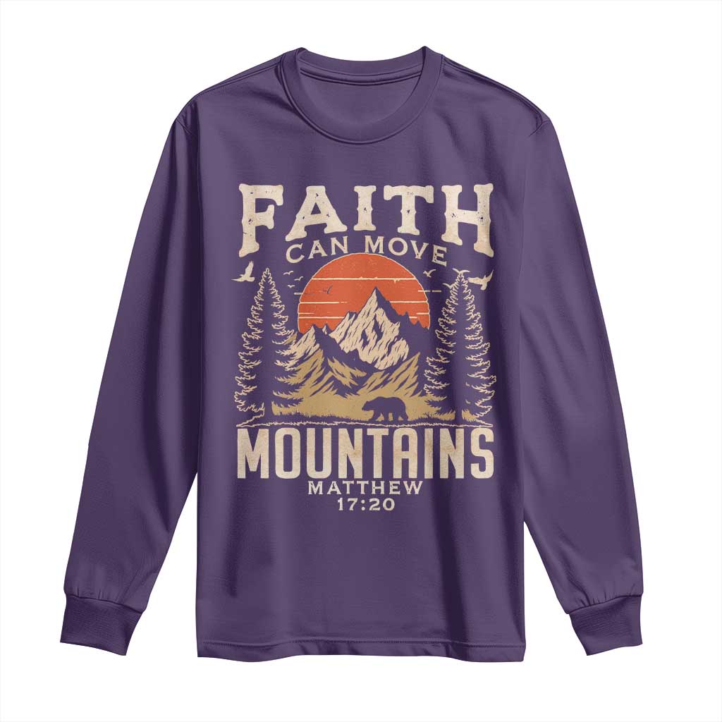 Faith Can Move Mountains Long Sleeve Shirt Religious Christian Camping TS11 Purple Print Your Wear