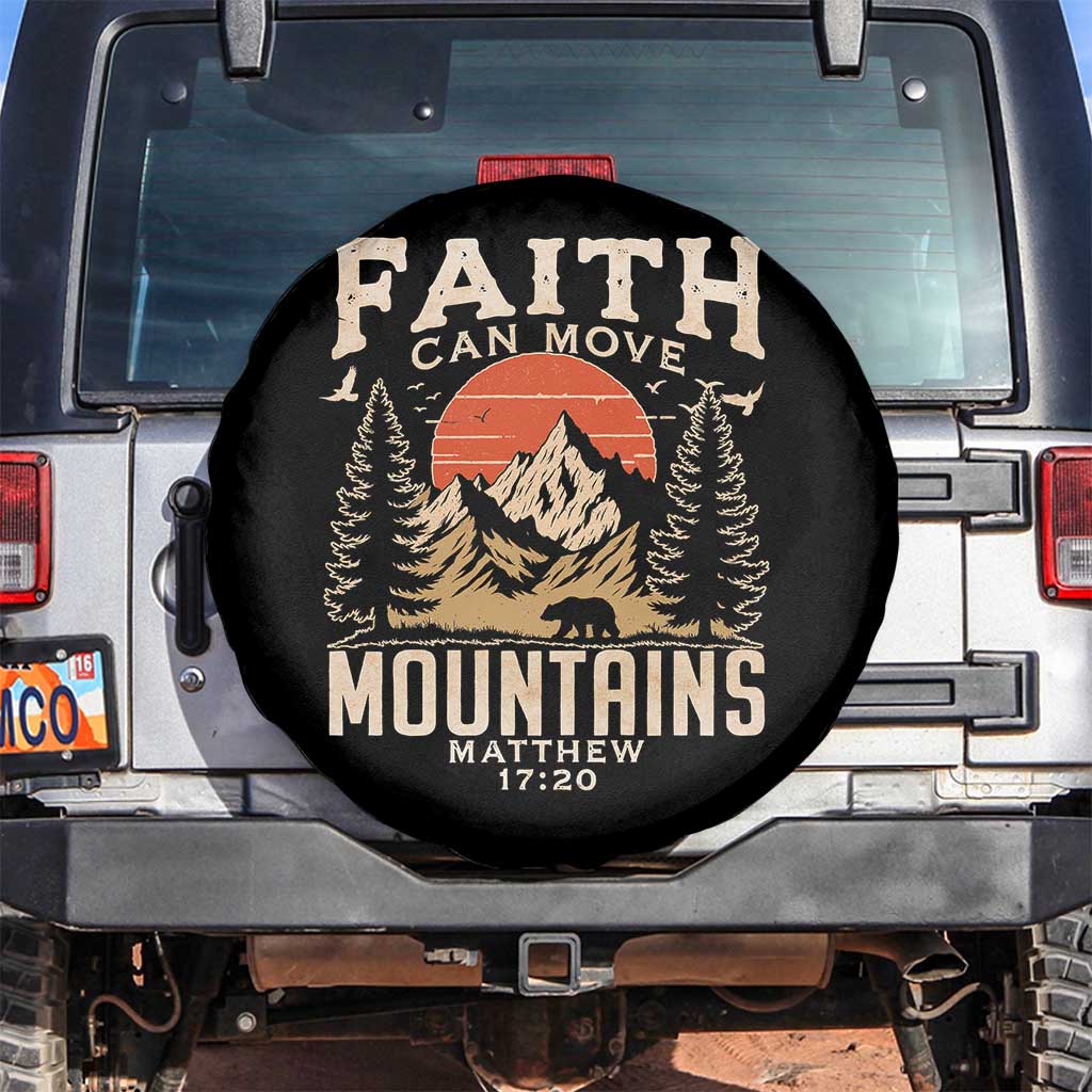 Faith Can Move Mountains Spare Tire Cover Religious Christian Camping TS11 No hole Black Print Your Wear