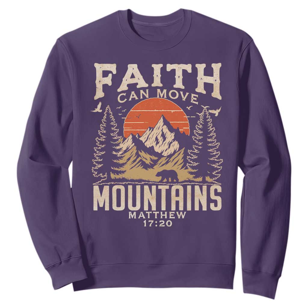 Faith Can Move Mountains Sweatshirt Religious Christian Camping TS11 Purple Print Your Wear