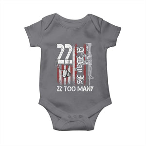 Suicide Awareness PTSD Veteran Baby Onesie 22 A Day Is Too Many Vintage American Flag TS11 Charcoal Print Your Wear