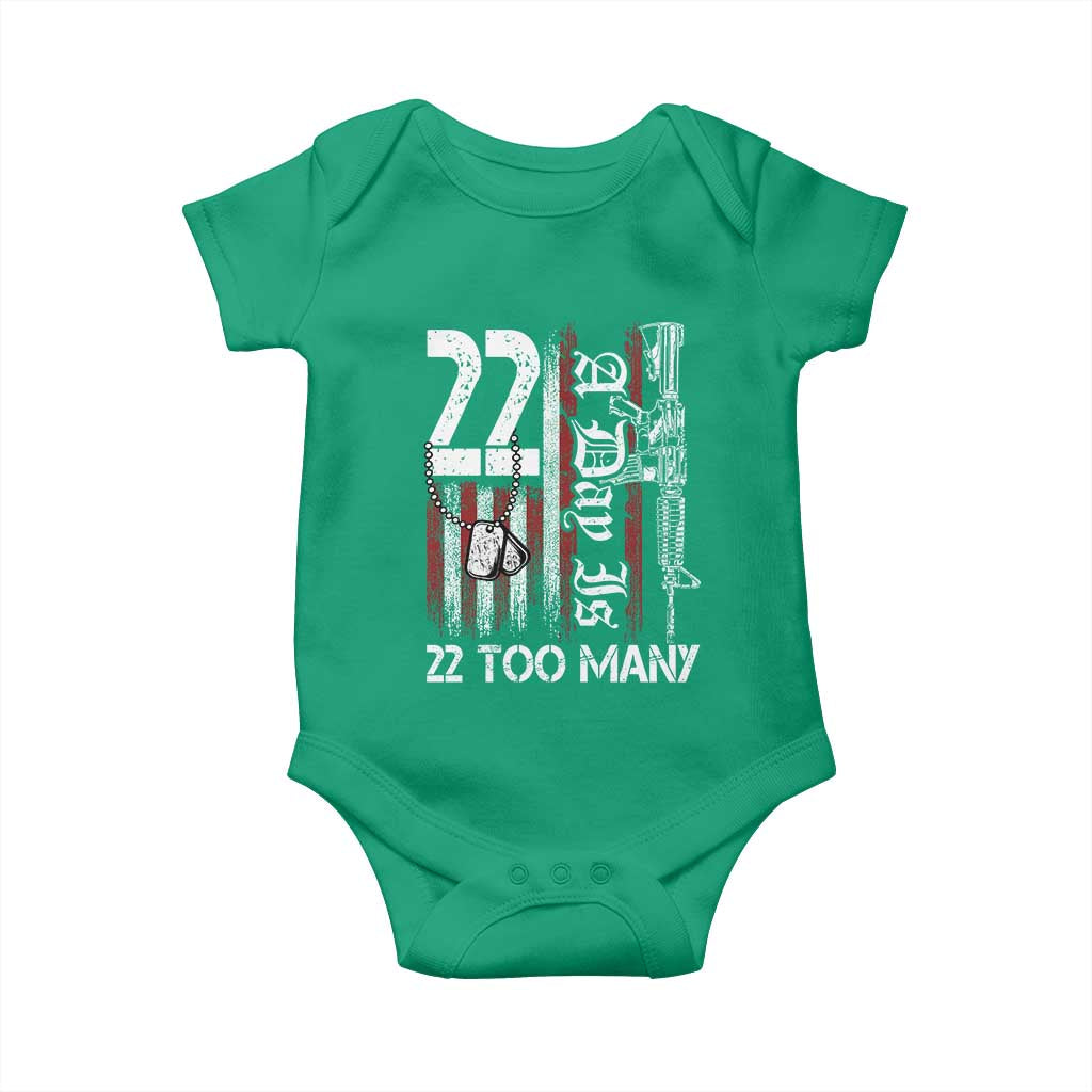 Suicide Awareness PTSD Veteran Baby Onesie 22 A Day Is Too Many Vintage American Flag TS11 Irish Green Print Your Wear