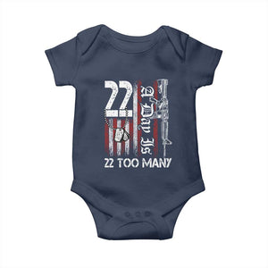 Suicide Awareness PTSD Veteran Baby Onesie 22 A Day Is Too Many Vintage American Flag TS11 Navy Print Your Wear