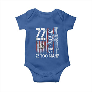 Suicide Awareness PTSD Veteran Baby Onesie 22 A Day Is Too Many Vintage American Flag TS11 Royal Blue Print Your Wear
