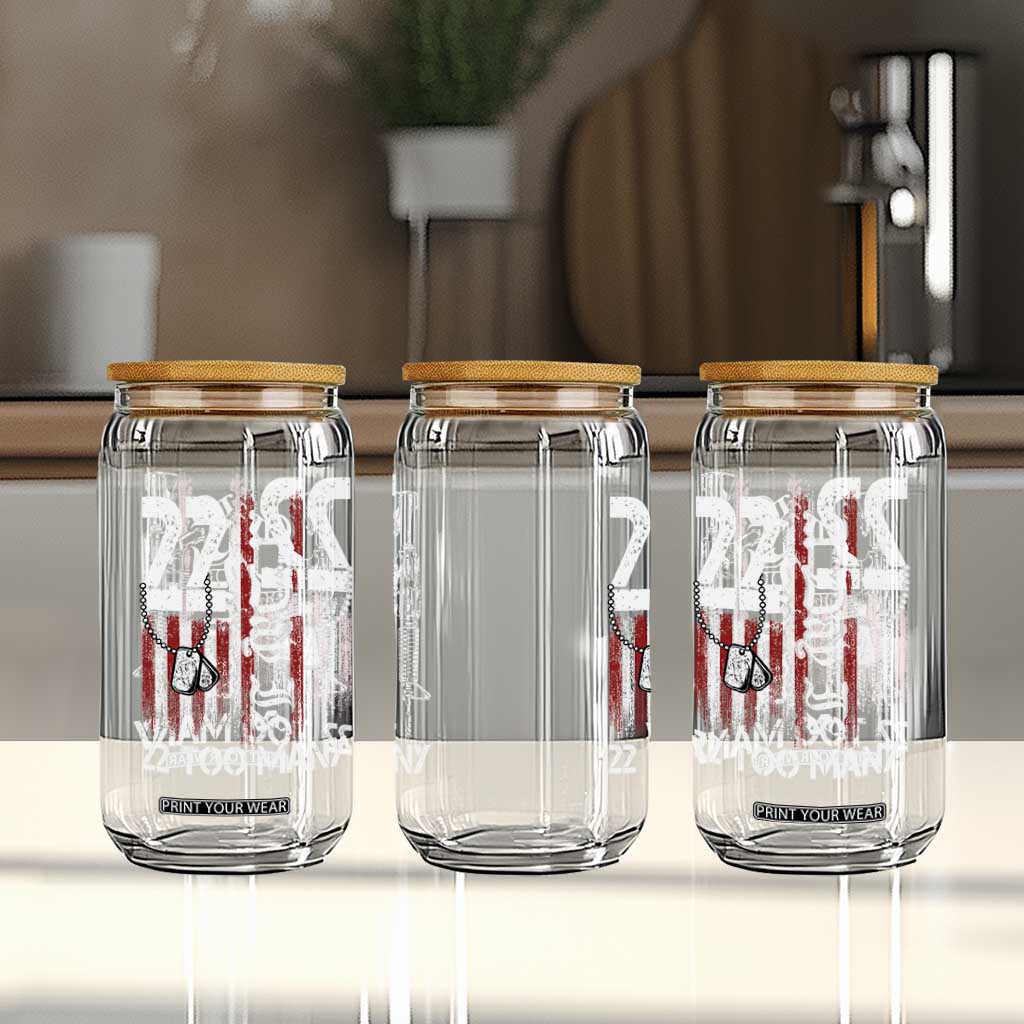 Suicide Awareness PTSD Veteran Glass Can 22 A Day Is Too Many Vintage American Flag TS11 Print Your Wear
