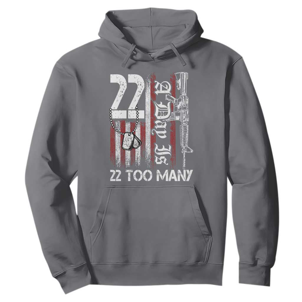Suicide Awareness PTSD Veteran Hoodie 22 A Day Is Too Many Vintage American Flag TS11 Charcoal Print Your Wear