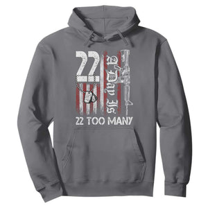 Suicide Awareness PTSD Veteran Hoodie 22 A Day Is Too Many Vintage American Flag TS11 Charcoal Print Your Wear