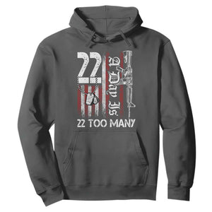 Suicide Awareness PTSD Veteran Hoodie 22 A Day Is Too Many Vintage American Flag TS11 Dark Heather Print Your Wear