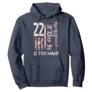 Suicide Awareness PTSD Veteran Hoodie 22 A Day Is Too Many Vintage American Flag TS11 Navy Print Your Wear