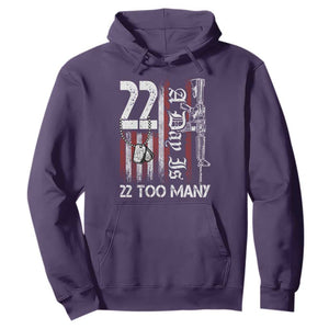 Suicide Awareness PTSD Veteran Hoodie 22 A Day Is Too Many Vintage American Flag TS11 Purple Print Your Wear
