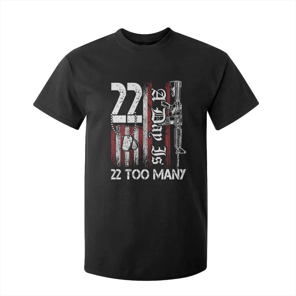 Suicide Awareness PTSD Veteran T Shirt For Kid 22 A Day Is Too Many Vintage American Flag TS11 Black Print Your Wear