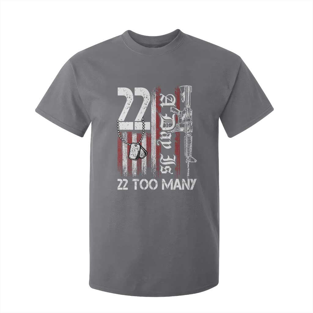 Suicide Awareness PTSD Veteran T Shirt For Kid 22 A Day Is Too Many Vintage American Flag TS11 Charcoal Print Your Wear