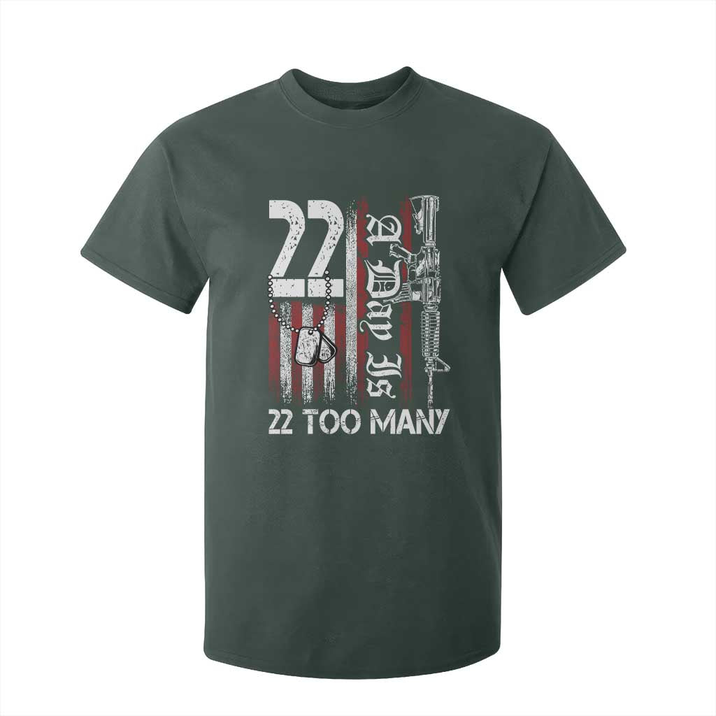 Suicide Awareness PTSD Veteran T Shirt For Kid 22 A Day Is Too Many Vintage American Flag TS11 Dark Forest Green Print Your Wear