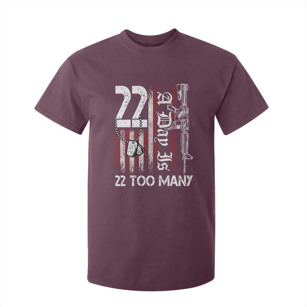 Suicide Awareness PTSD Veteran T Shirt For Kid 22 A Day Is Too Many Vintage American Flag TS11 Maroon Print Your Wear