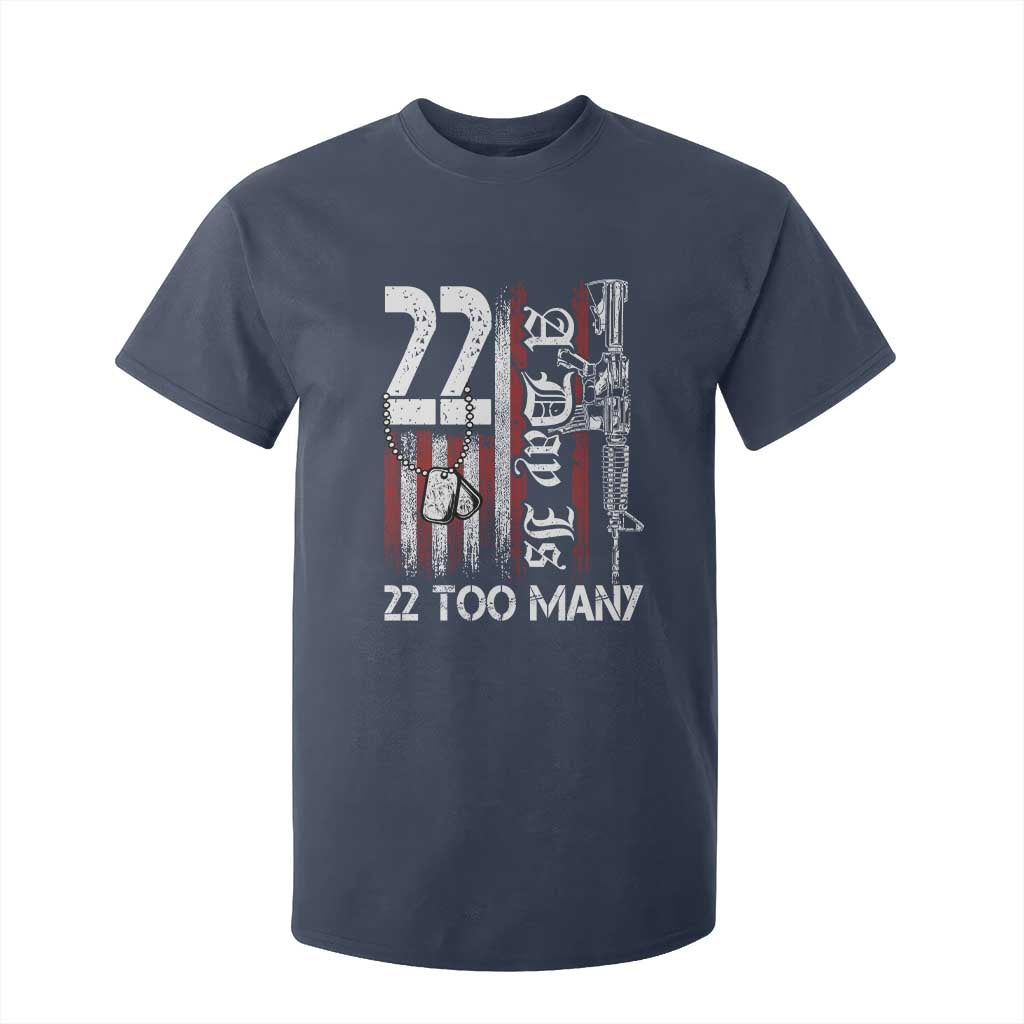 Suicide Awareness PTSD Veteran T Shirt For Kid 22 A Day Is Too Many Vintage American Flag TS11 Navy Print Your Wear