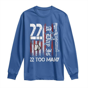 Suicide Awareness PTSD Veteran Long Sleeve Shirt 22 A Day Is Too Many Vintage American Flag TS11 Royal Blue Print Your Wear