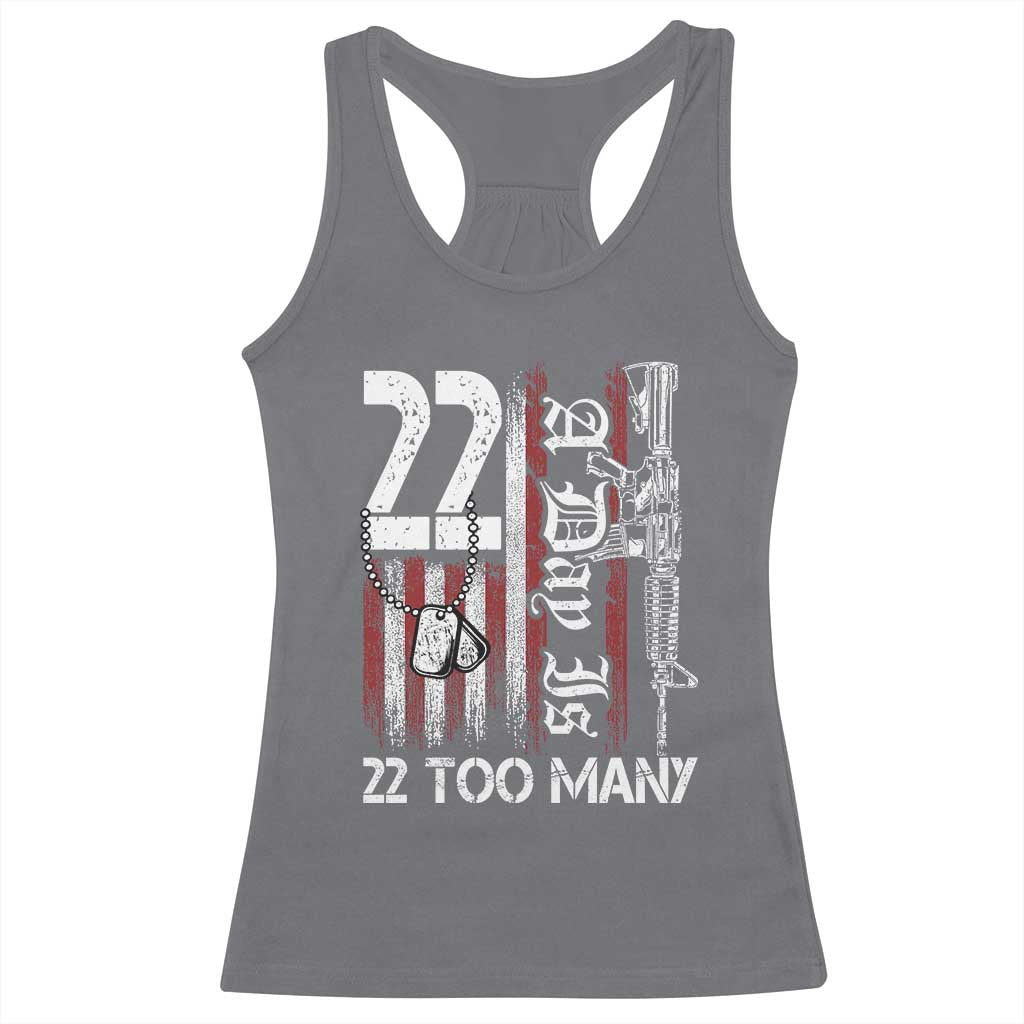 Suicide Awareness PTSD Veteran Racerback Tank Top 22 A Day Is Too Many Vintage American Flag TS11 Charcoal Print Your Wear