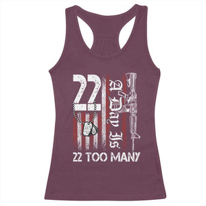 Suicide Awareness PTSD Veteran Racerback Tank Top 22 A Day Is Too Many Vintage American Flag TS11 Maroon Print Your Wear