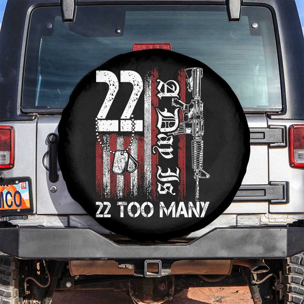 Suicide Awareness PTSD Veteran Spare Tire Cover 22 A Day Is Too Many Vintage American Flag TS11 No hole Black Print Your Wear