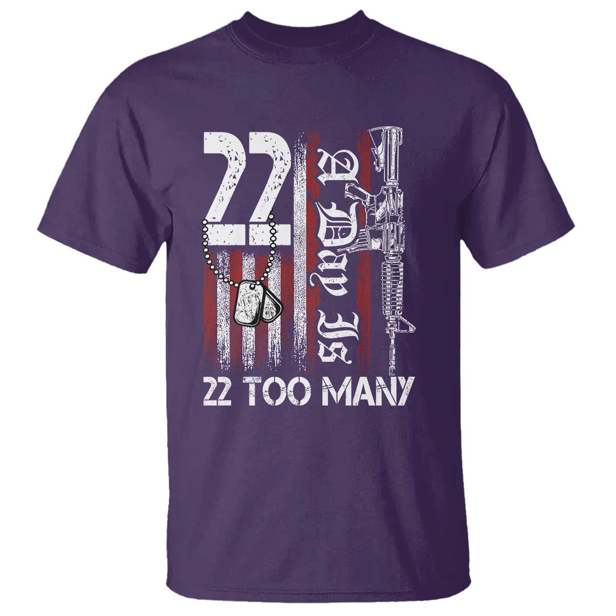 Suicide Awareness PTSD Veteran T Shirt 22 A Day Is Too Many Vintage American Flag TS11 Purple Print Your Wear