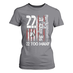 Suicide Awareness PTSD Veteran T Shirt For Women 22 A Day Is Too Many Vintage American Flag TS11 Charcoal Print Your Wear