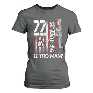 Suicide Awareness PTSD Veteran T Shirt For Women 22 A Day Is Too Many Vintage American Flag TS11 Dark Heather Print Your Wear