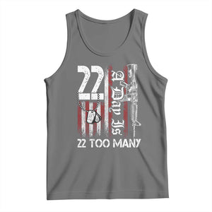 Suicide Awareness PTSD Veteran Tank Top 22 A Day Is Too Many Vintage American Flag TS11 Black Heather Print Your Wear