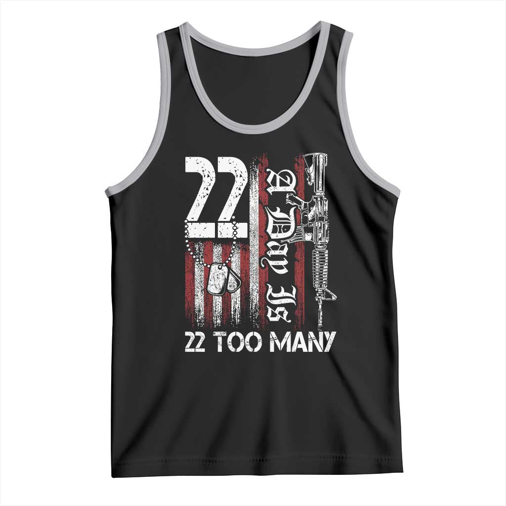 Suicide Awareness PTSD Veteran Tank Top 22 A Day Is Too Many Vintage American Flag TS11 Black Athletic Heather Print Your Wear