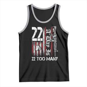 Suicide Awareness PTSD Veteran Tank Top 22 A Day Is Too Many Vintage American Flag TS11 Black Athletic Heather Print Your Wear