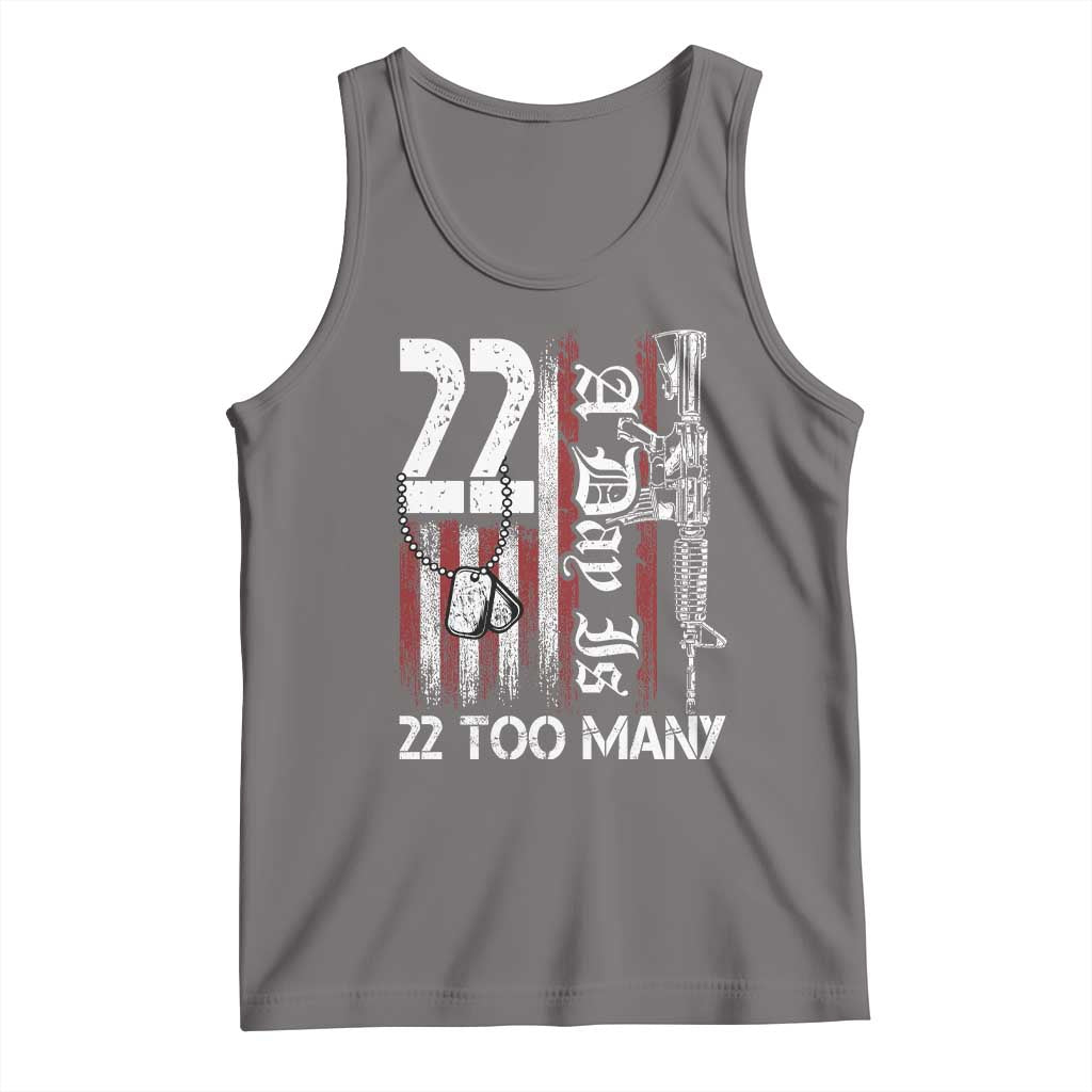 Suicide Awareness PTSD Veteran Tank Top 22 A Day Is Too Many Vintage American Flag TS11 Deep Heather Print Your Wear