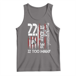 Suicide Awareness PTSD Veteran Tank Top 22 A Day Is Too Many Vintage American Flag TS11 Deep Heather Print Your Wear