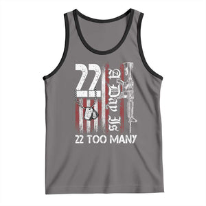 Suicide Awareness PTSD Veteran Tank Top 22 A Day Is Too Many Vintage American Flag TS11 Deep Heather Black Print Your Wear