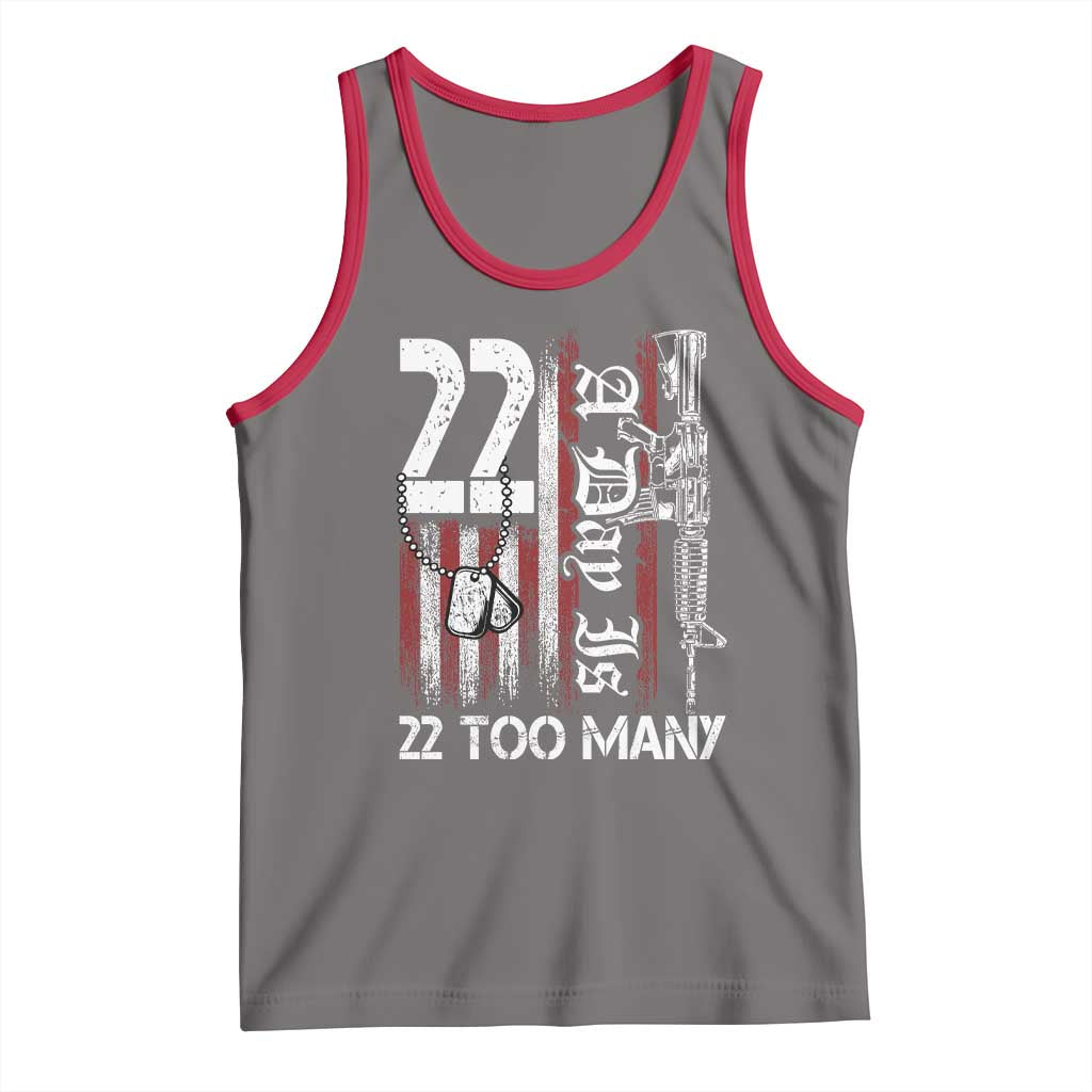 Suicide Awareness PTSD Veteran Tank Top 22 A Day Is Too Many Vintage American Flag TS11 Deep Heather Red Print Your Wear