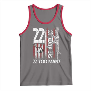 Suicide Awareness PTSD Veteran Tank Top 22 A Day Is Too Many Vintage American Flag TS11 Deep Heather Red Print Your Wear